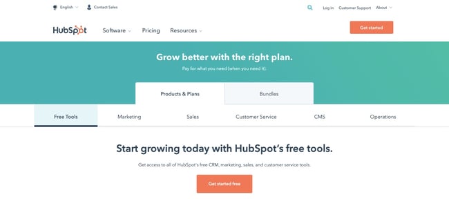 HubSpot's tabbed pricing pages demonstrate Hick's Law in action